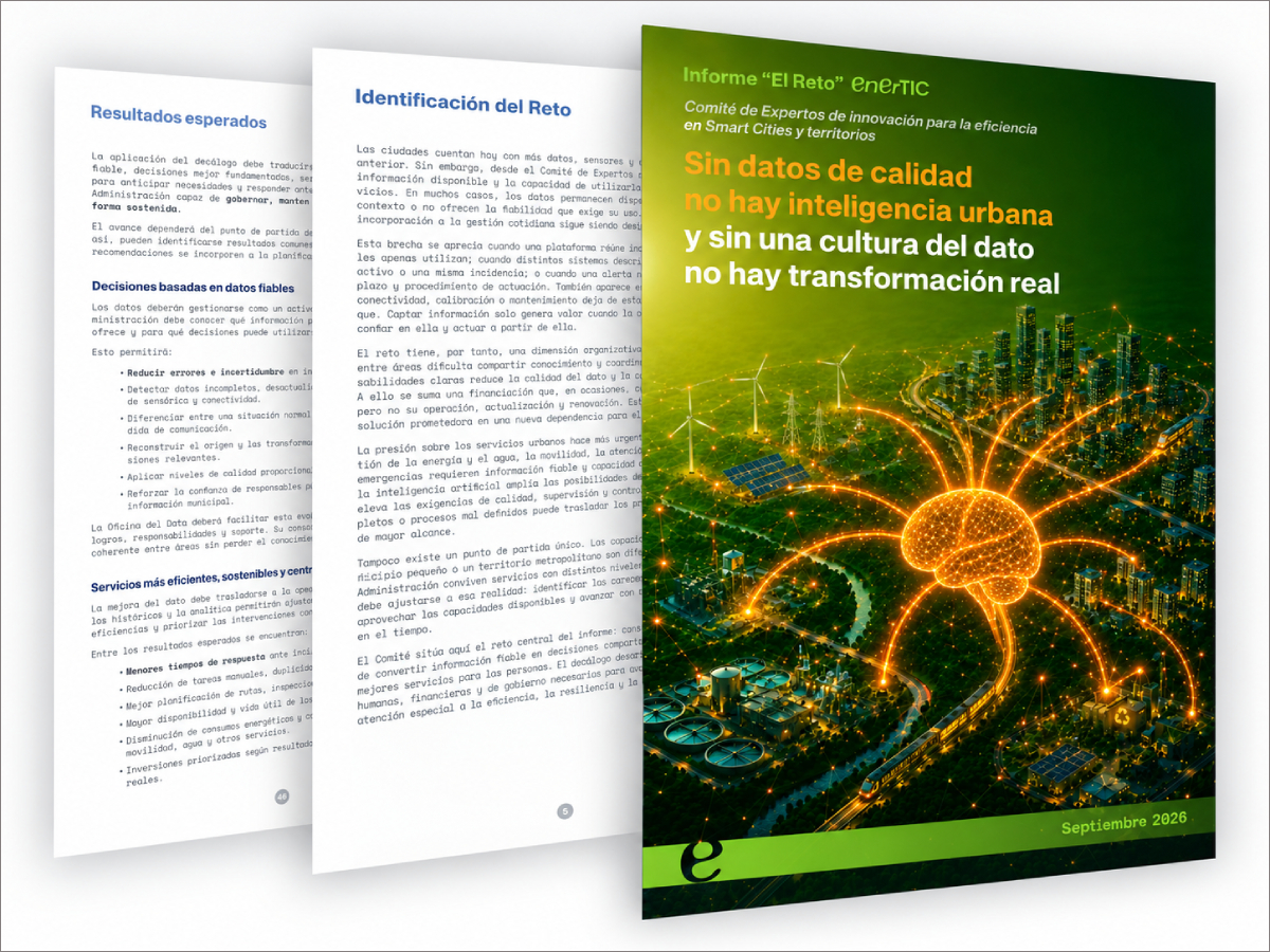 El informe El Reto 2026 de enerTIC, centrado en datos, IA y gestión urbana inteligente