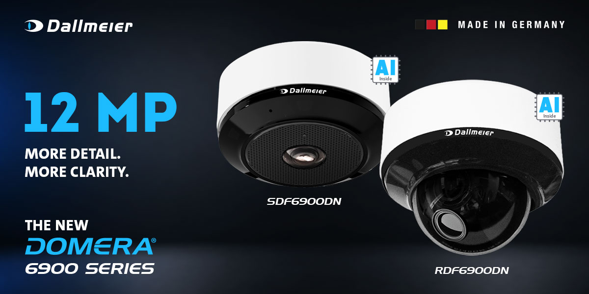 Cámara de videovigilancia Dallmeier Domera 6900, serie domo y ojo de pez con resolución de 12 MP.