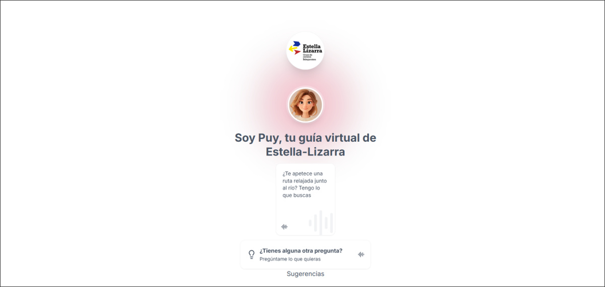 Servicio Puy, agente turístico virtual con inteligencia artificial para visitantes de Estella-Lizarra, disponible en varios idiomas