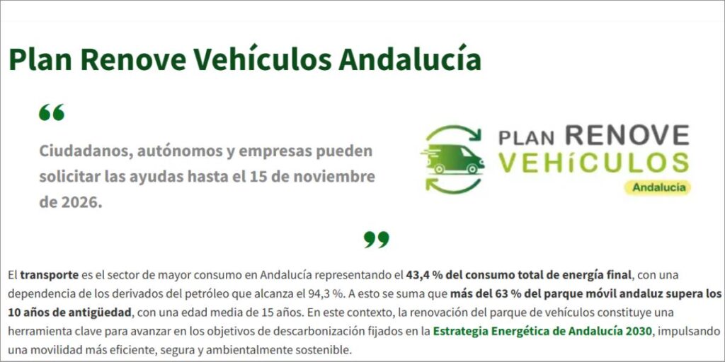 Plan Renove Vehículos Andalucía