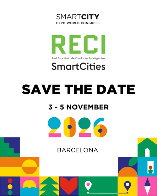 Pabellón de España en Smart City Expo World Congress 2026, coorganizado por RECI, Red.es e ICEX en Barcelona